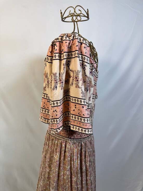 In Loom Border Print Flutter Sleeve Smocked Maxi Dress, Size Medium - Picture 4 of 10